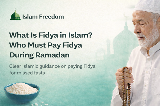 Elderly Muslim man holding prayer beads representing Fidya guidance during Ramadan