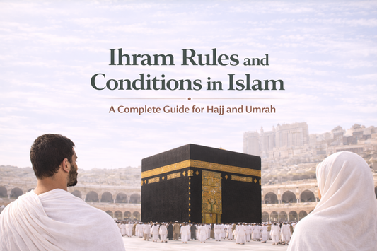 Kaaba at Masjid al-Haram with pilgrims in Ihram, representing Ihram rules and conditions for Hajj and Umrah